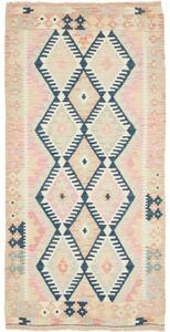 Tappeto Kilim Geometrico Beige Blu Scuro 97x194 Cm