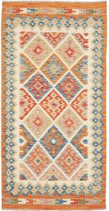 Tappeto Kilim Stilizzato Arancione Avorio 100x197 Cm