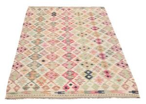 Tappeto Kilim Geometrico Avorio Multicolore 101x204 Cm