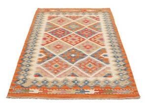 Tappeto Kilim Stilizzato Arancione Avorio 100x197 Cm