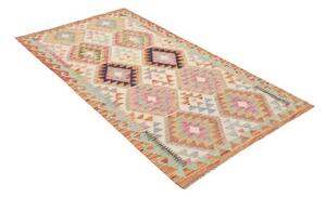 Tappeto Kilim Geometrico Avorio Rosso 100x192 Cm