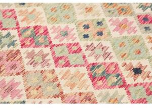 Tappeto Kilim Geometrico Avorio Multicolore 101x204 Cm