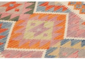 Tappeto Kilim Geometrico Avorio Multicolore 101x192 Cm