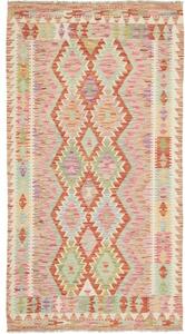 Tappeto Kilim Geometrico Rosso Mattone Beige 105x193 Cm