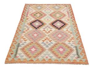 Tappeto Kilim Geometrico Avorio Rosso 100x192 Cm