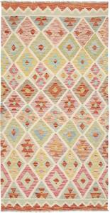 Tappeto Kilim Geometrico Beige Multicolore 105x202 Cm