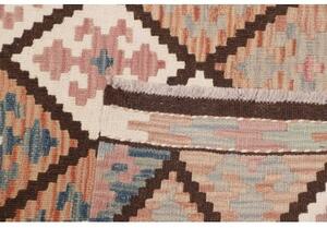Tappeto Kilim Geometrico Marrone Beige Corsia 60x190 Cm