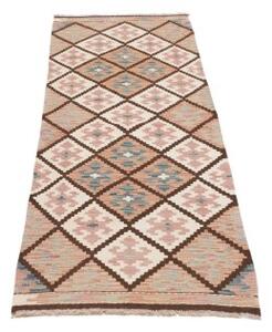 Tappeto Kilim Geometrico Marrone Beige Corsia 60x190 Cm