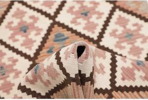 Tappeto Kilim Geometrico Marrone Beige Corsia 60x190 Cm