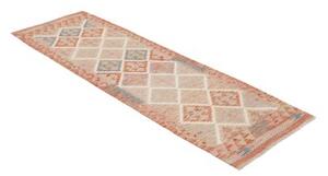 Tappeto Kilim Geometrico Arancione Ruggine Avorio Corsia 62x194 Cm