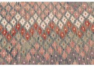 Tappeto Kilim Geometrico Blu Scuro Beige Corsia 60x193 Cm