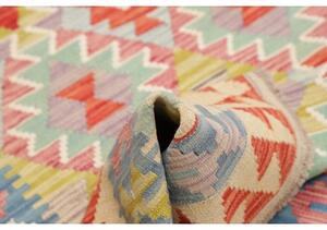 Tappeto Kilim Geometrico Rosso Corallo Celeste 120x175 Cm
