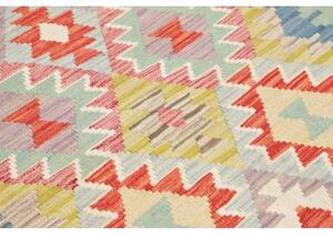 Tappeto Kilim Geometrico Rosso Corallo Celeste 120x175 Cm
