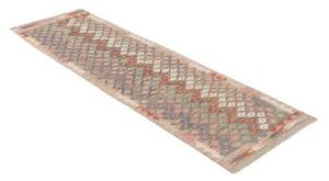 Tappeto Kilim Geometrico Blu Scuro Beige Corsia 60x193 Cm