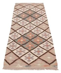 Tappeto Kilim Stilizzato Avorio Marrone Corsia 61x200 Cm
