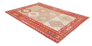 Tappeto Kilim Geometrico Rosso Mattone Beige 171x246 Cm