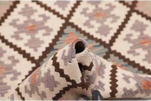 Tappeto Kilim Stilizzato Avorio Marrone Corsia 61x200 Cm