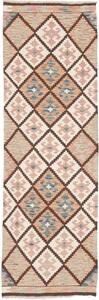 Tappeto Kilim Geometrico Marrone Beige Corsia 60x190 Cm