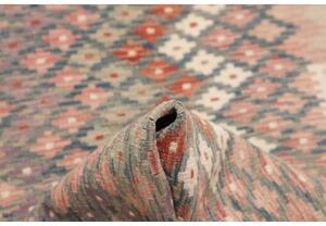 Tappeto Kilim Geometrico Blu Scuro Beige Corsia 60x193 Cm