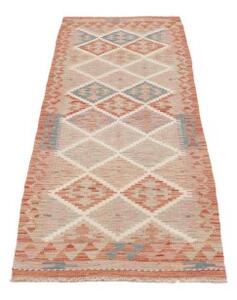 Tappeto Kilim Geometrico Arancione Ruggine Avorio Corsia 62x194 Cm