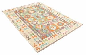 Tappeto Kilim Geometrico Multicolore Beige 151x193 Cm