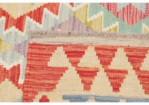 Tappeto Kilim Geometrico Rosso Corallo Celeste 120x175 Cm
