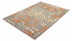 Tappeto Kilim Geometrico Grigio Arancione 123x174 Cm