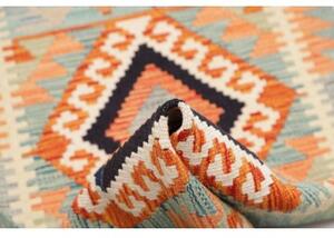 Tappeto Kilim Geometrico Celeste Arancione Corsia 60x192 Cm