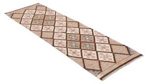 Tappeto Kilim Geometrico Marrone Beige Corsia 60x190 Cm