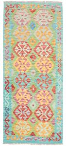 Tappeto Kilim Stilizzato Azzurro Verde 84x199 Cm
