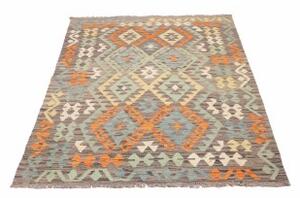 Tappeto Kilim Geometrico Grigio Arancione 123x174 Cm