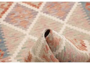 Tappeto Kilim Geometrico Arancione Ruggine Avorio Corsia 62x194 Cm