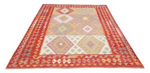Tappeto Kilim Geometrico Rosso Mattone Beige 171x246 Cm