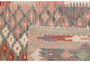 Tappeto Kilim Geometrico Blu Scuro Beige Corsia 60x193 Cm