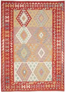 Tappeto Kilim Geometrico Rosso Mattone Beige 171x246 Cm