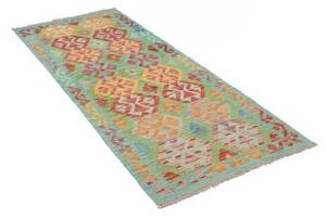Tappeto Kilim Stilizzato Azzurro Verde 84x199 Cm