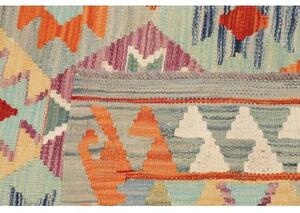 Tappeto Kilim Geometrico Azzurro Arancione 123x179 Cm