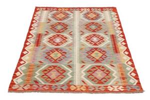 Tappeto Kilim Stilizzato Rosso Azzurro 97x153 Cm