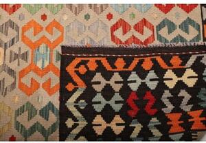 Tappeto Kilim Stilizzato Beige Marrone Scuro 259x342 Cm
