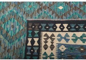 Tappeto Kilim Geometrico Turchese Blu 255x344 Cm