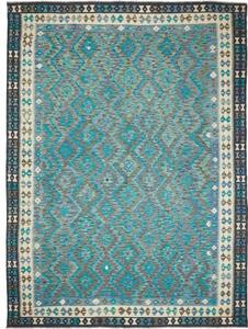 Tappeto Kilim Geometrico Turchese Blu 255x344 Cm