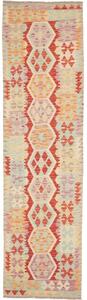 Tappeto Kilim Geometrico Rosso Beige Corsia 79x290 Cm