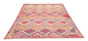 Tappeto Kilim Geometrico Rosso Multicolore 177x251 Cm