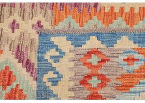 Tappeto Kilim Geometrico Azzurro Arancione Corsia 80x297 Cm