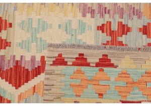 Tappeto Kilim Geometrico Rosso Beige Corsia 79x290 Cm