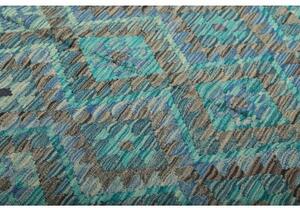 Tappeto Kilim Geometrico Turchese Blu 255x344 Cm
