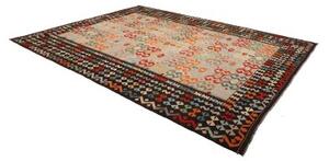 Tappeto Kilim Stilizzato Beige Marrone Scuro 259x342 Cm
