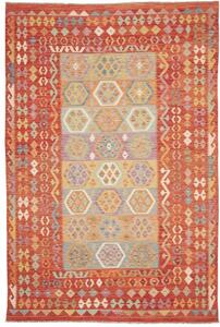 Tappeto Kilim Geometrico Terracotta Multicolore 200x303 Cm
