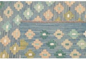 Tappeto Kilim Geometrico Blu Azzurro Avorio 207x294 Cm