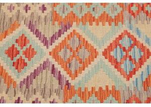 Tappeto Kilim Geometrico Azzurro Arancione Corsia 80x297 Cm